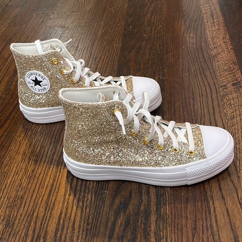 Converse Chuck Taylor High Top Platform Gold Glitter